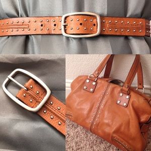 Studded Belt Tan with Silver Hardware